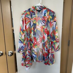 Slinky Brand Women's‎ Large Colorful Sheer 3/4 Sleeve Cardigan